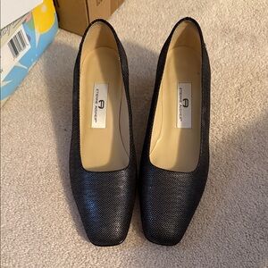 Etienne Aigner Black Herringbone Flats